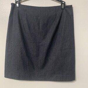 Ann Taylor Loft Skirt Womens Size 2P Dark Blue Chambray Short Straight Side Zip